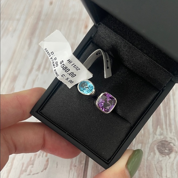 New, Authentic EFFY
Sterling Silver, Blue Topaz & Amethyst Open Ring Sz 7 - Picture 6 of 17